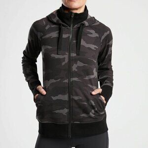 Athleta Women's Large Black Camo Triumph Printed Hoodie Jacket Full Zip Jacket